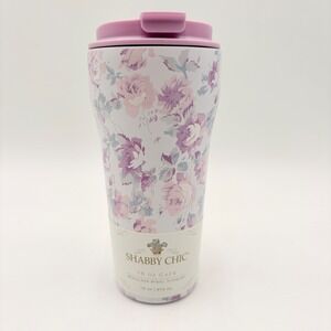 Shabby Chic Rachel Ashwell 16oz Floral Stainless Travel Tumbler Purple Pink Rose